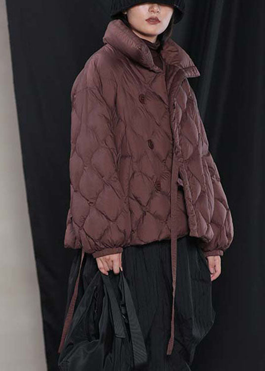 Bio-Daunenmantel in Grau mit modischen Knöpfen, lässig, für den Winter