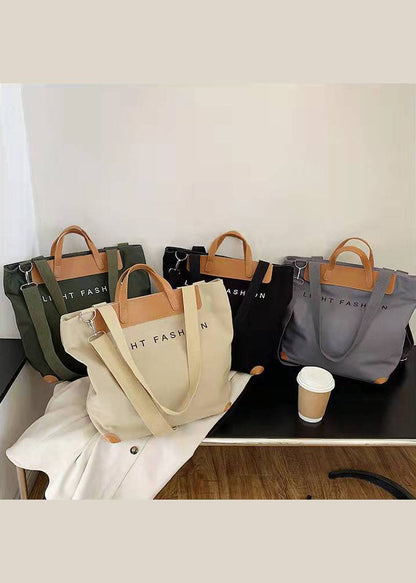 Tragetasche aus Bio-Canvas mit Grafikdruck in Khaki