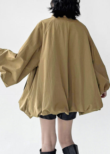 Bio-Khaki-Trenchcoats mit Reißverschluss und Patchwork-Muster, Herbst