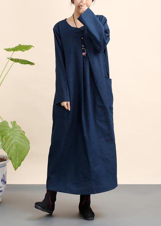 Organic O Neck Pockets Spring Dresses Fashion Ideas Navy Dresses - SooLinen