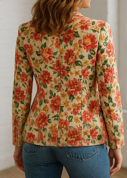 Organic Peter Pan Collar Print Blazer Jackets Coats Fall