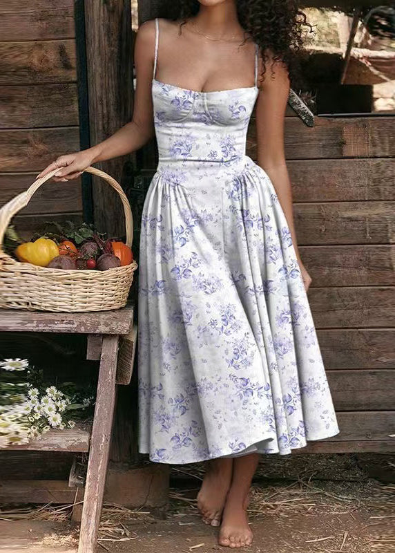 Organic Purple Bustier Top Exra Large Hem Print Dress Summer