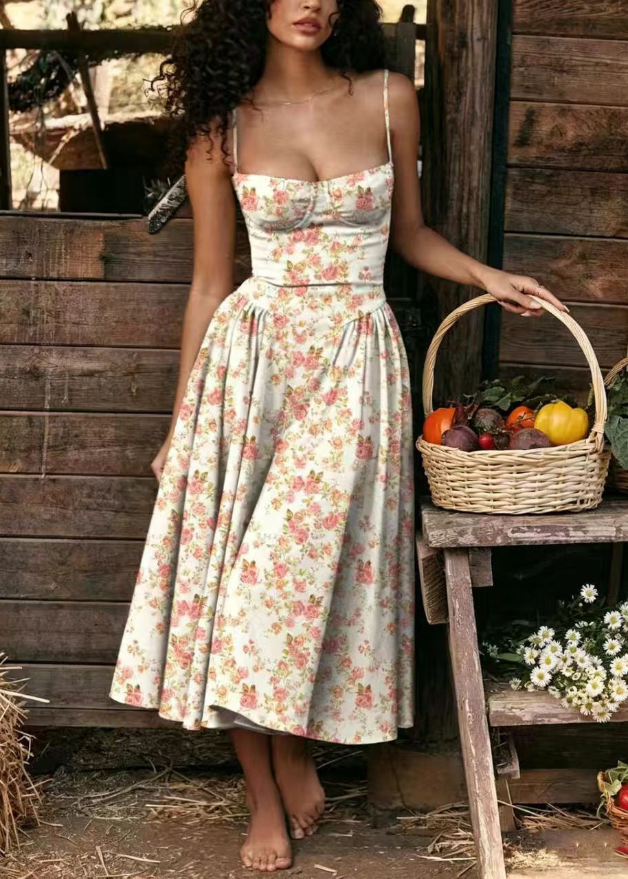 Organic Purple Bustier Top Exra Large Hem Print Dress Summer