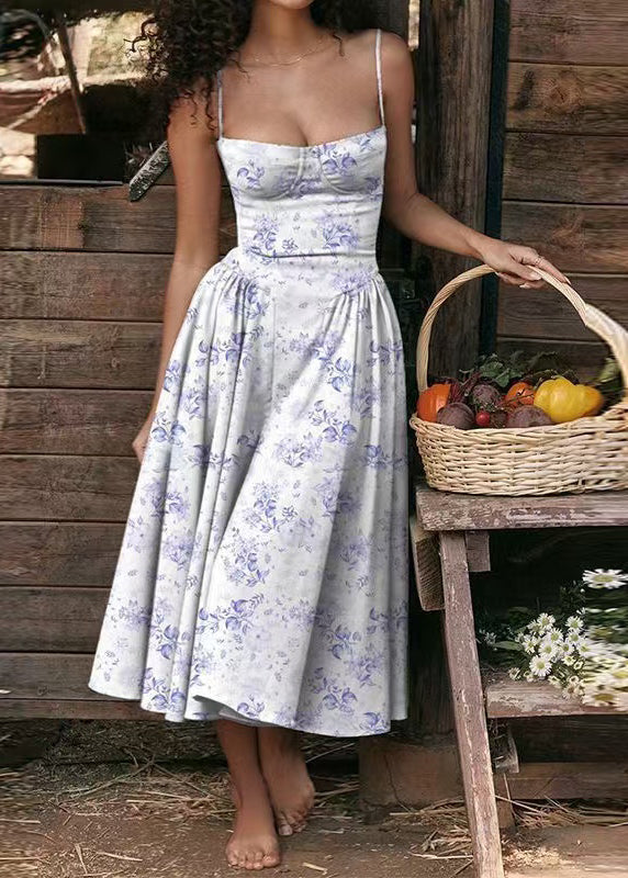 Organic Purple Bustier Top Exra Large Hem Print Dress Summer