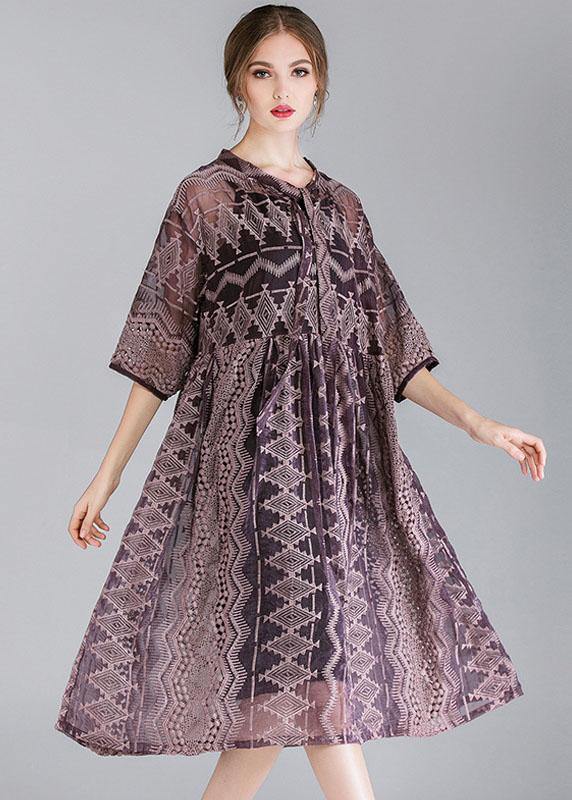 Organic Purple Fashion Chiffon Spring Half Sleeve Two Pieces Set - SooLinen