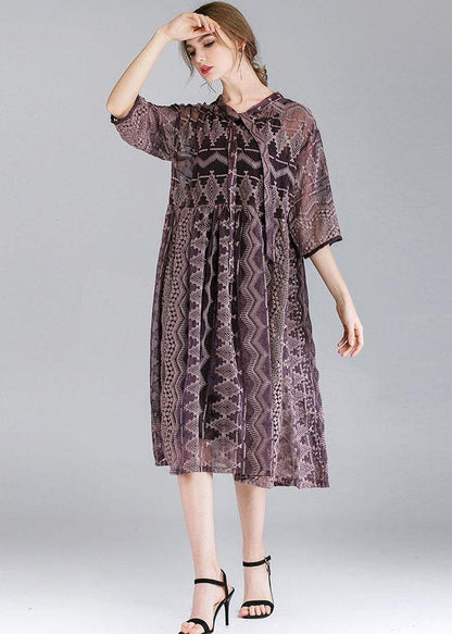 Organic Purple Fashion Chiffon Spring Half Sleeve Two Pieces Set - SooLinen