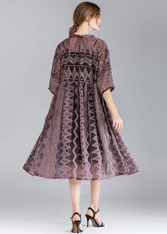 Organic Purple Fashion Chiffon Spring Half Sleeve Two Pieces Set - SooLinen