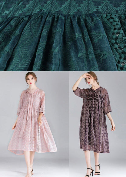 Organic Purple Fashion Chiffon Spring Half Sleeve Two Pieces Set - SooLinen