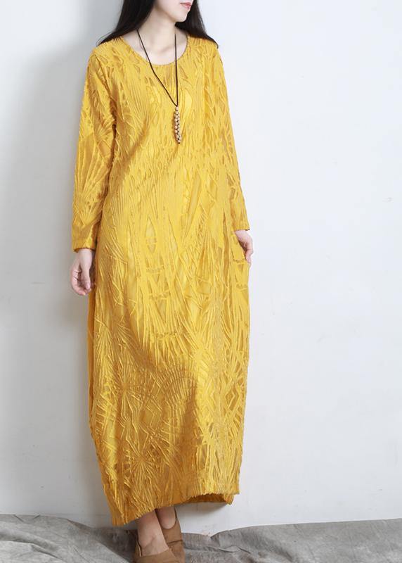 Organic Red Jacquard O-Neck Loose Silk Dress Summer - SooLinen