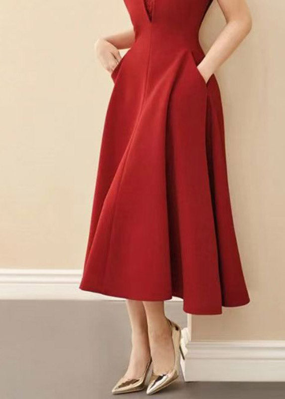 Organic Red O-Neck Patchwork Vacation Maxi Dresses Summer