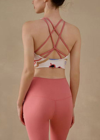 Organic Red Print High Waist Sports Bra And Leggings Set Suit