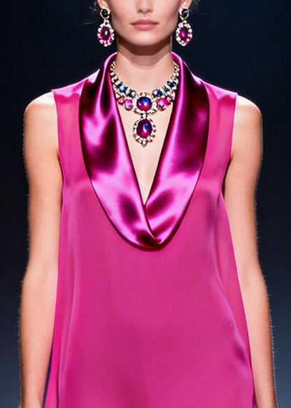 Organic Rose V Neck Patchwork Chiffon Tea Dress Sleeveless