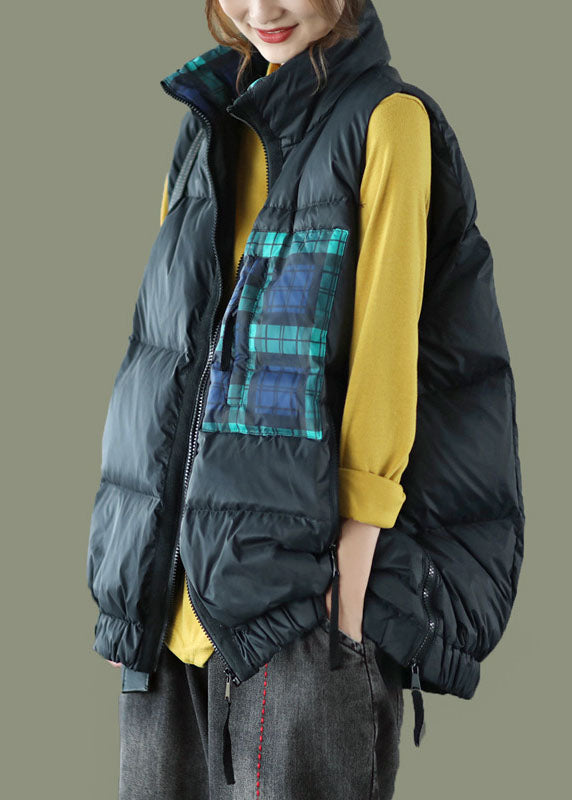 Bio-Tee Grün Stehkragen Reißverschluss Dicke Winter Tops Ärmellose Weste