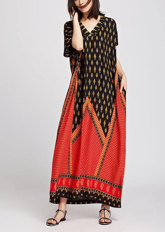 Luxy Women Vintage Print Maxi Dress Summer Caftan - SooLinen