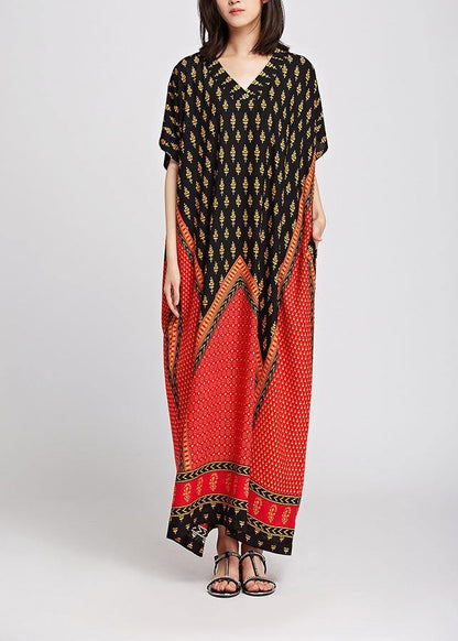Luxy Women Vintage Print Maxi Dress Summer Caftan - SooLinen