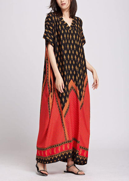 Luxy Women Vintage Print Maxi Dress Summer Caftan - SooLinen