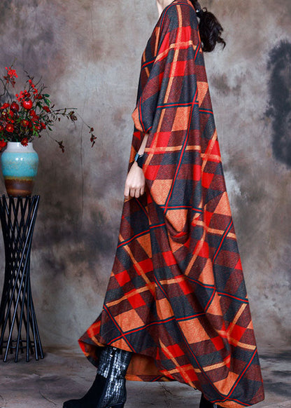 Bio-V-Ausschnitt-Print Kariertes Urlaubskleid Frühling