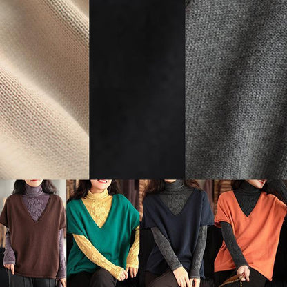 Organic V Neck Sleeveless Spring Clothes Wardrobes Orange Tops - SooLinen