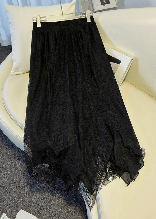 Organic White Elastic Waist Design Patchwork Lace Maxi Skirt Summer