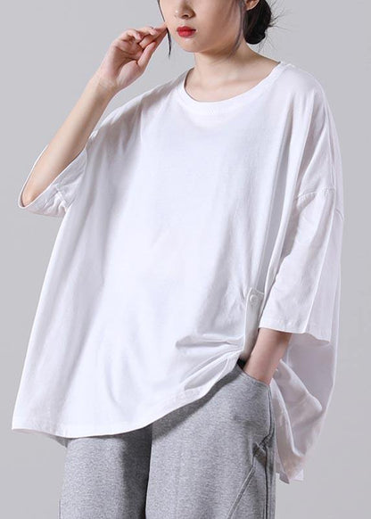 Organic White Half Sleeve Cotton Summer Top - SooLinen
