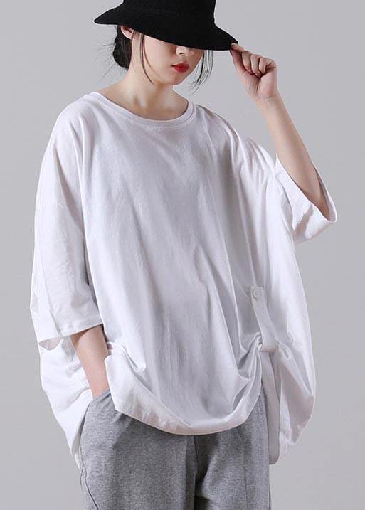 Organic White Half Sleeve Cotton Summer Top - SooLinen