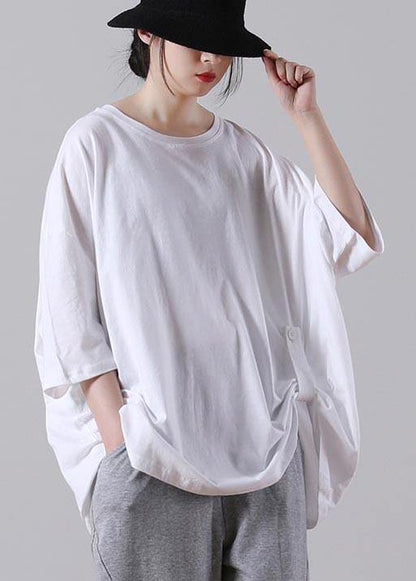 Organic White Half Sleeve Cotton Summer Top - SooLinen