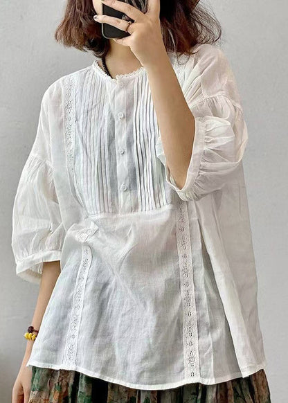 Organic White Wrinkled Oversized Cotton Shirts Summer