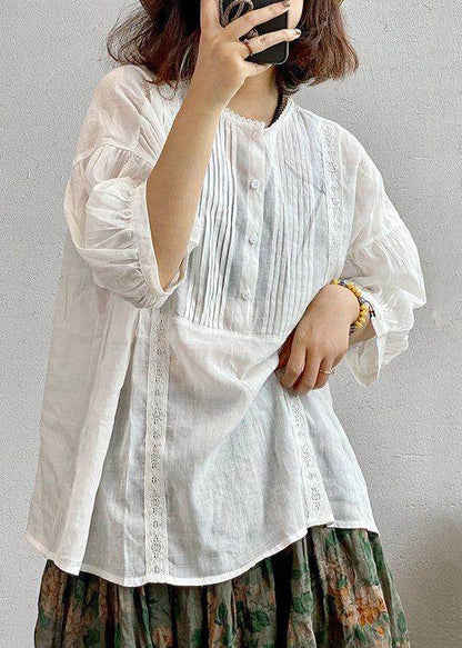 Organic White Wrinkled Oversized Cotton Shirts Summer