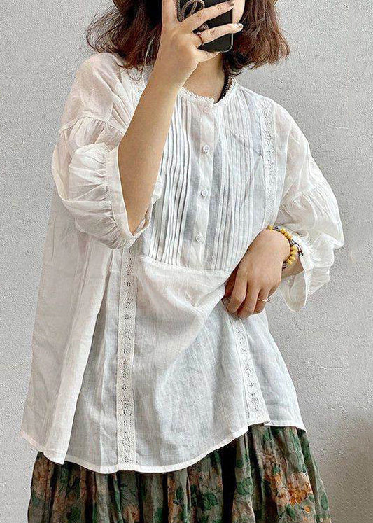 Organic White Wrinkled Oversized Cotton Shirts Summer