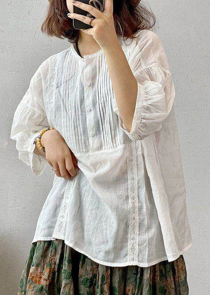 Organic White Wrinkled Oversized Cotton Shirts Summer