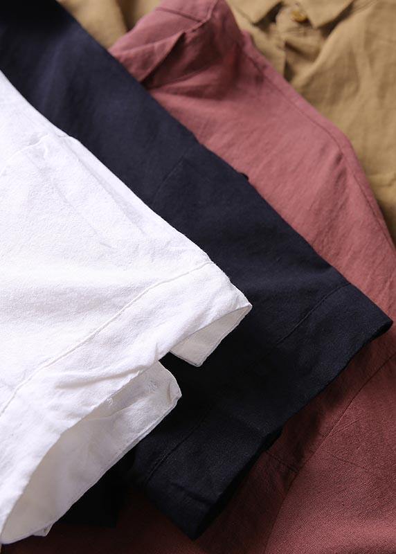 Organic White asymmetrical design Casual Cotton Linen Top Summer - SooLinen