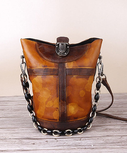 Organische gelbe manuelle Tropfmalerei Paitings Kalbsleder Messenger Bag