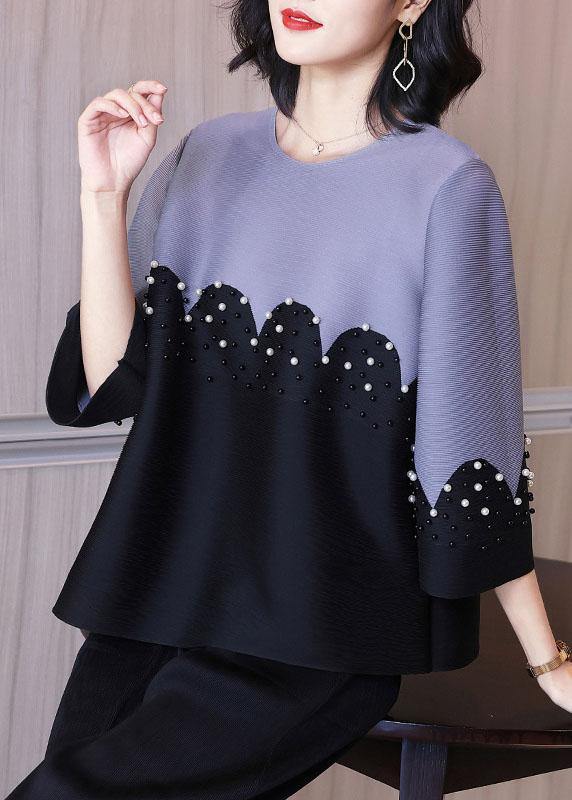 Organic Yellow Patchwork Nail bead Shirt Top Short Sleeve - SooLinen