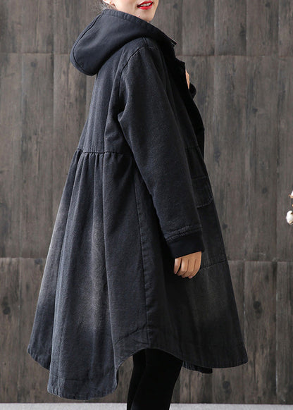 Bio Gelb Kapuzenknopf Taschen Patchwork Winter Baumwolle Langarm Mantel