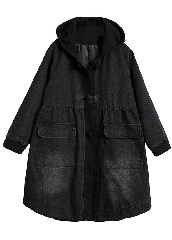 Bio Gelb Kapuzenknopf Taschen Patchwork Winter Baumwolle Langarm Mantel