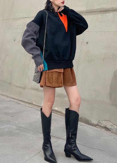 Organic big pockets pants loose khaki Fashion  high waist short pants - SooLinen