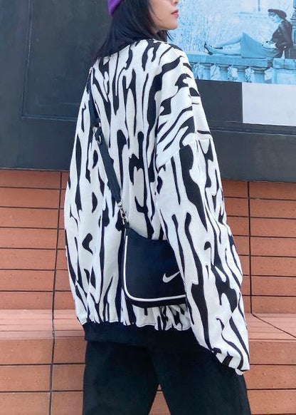 Organic black print shirts o neck patchwork Art blouse - SooLinen