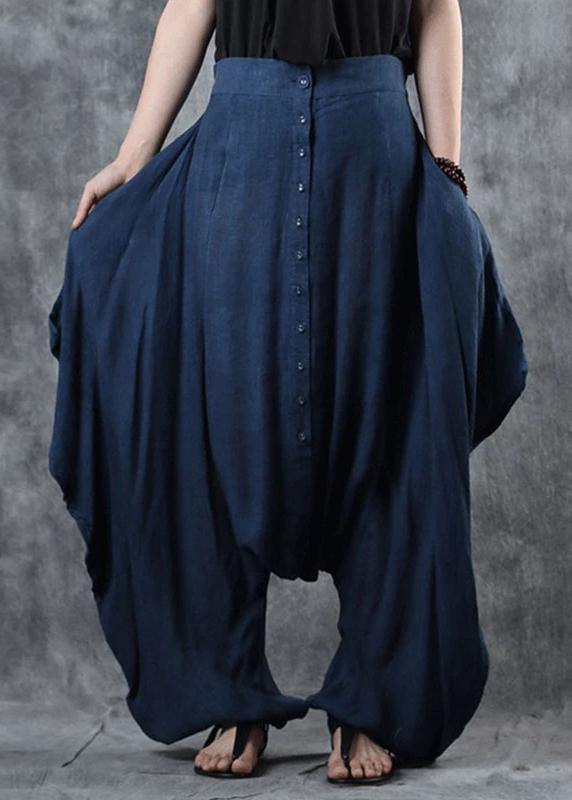 Organic Retro Low Crotch Solid Color Harem Pants - SooLinen