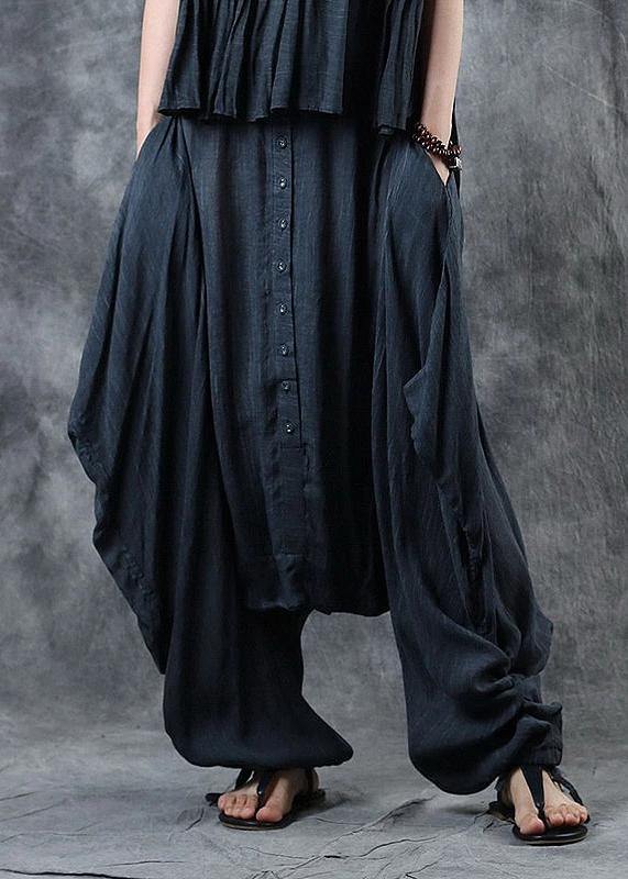 Organic Retro Low Crotch Solid Color Harem Pants - SooLinen