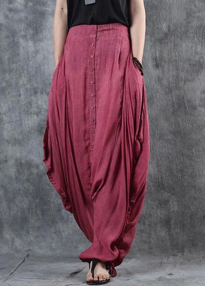 Organic Retro Low Crotch Solid Color Harem Pants - SooLinen