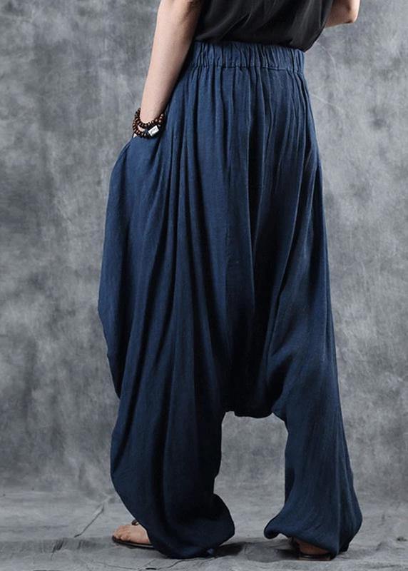 Organic Retro Low Crotch Solid Color Harem Pants - SooLinen