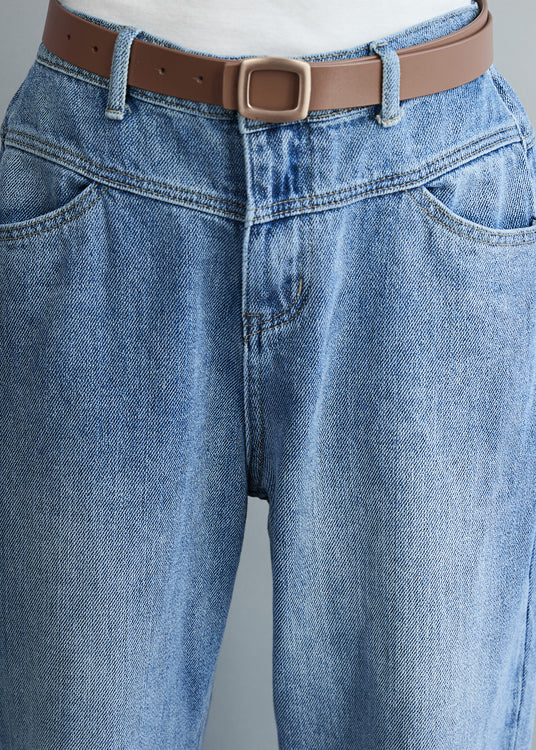 Bio-Denim Blau Lässige Haremshose Frühling