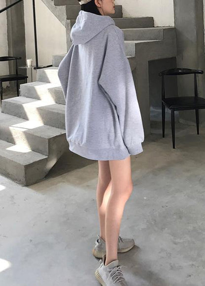 Organic gray winter cotton clothes hooded Art thick tops - SooLinen