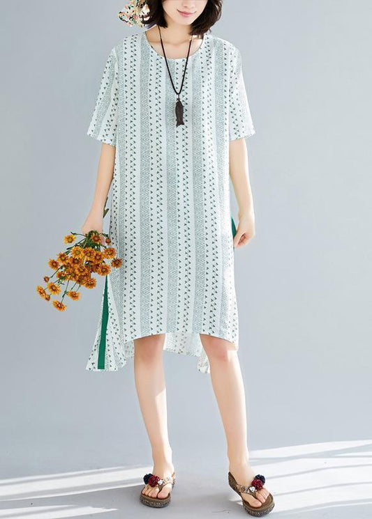 Organischer grüner Druck Chiffon-Garderoben Casual Tutorials O-Ausschnitt Art Sommerkleid