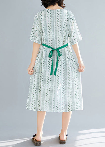 Organischer grüner Druck Chiffon-Garderoben Casual Tutorials O-Ausschnitt Art Sommerkleid