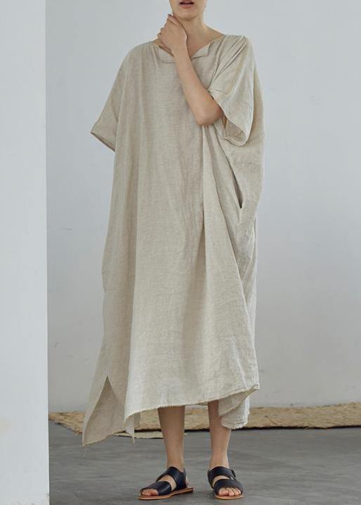 Organic linen Long Shirts Fashion Ultra-Loose Pure Color Graceful Linen Dress - SooLinen