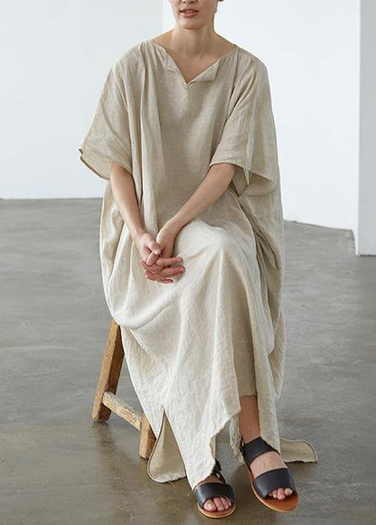 Organic linen Long Shirts Fashion Ultra-Loose Pure Color Graceful Linen Dress - SooLinen