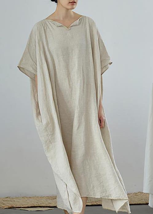 Organic linen Long Shirts Fashion Ultra-Loose Pure Color Graceful Linen Dress - SooLinen