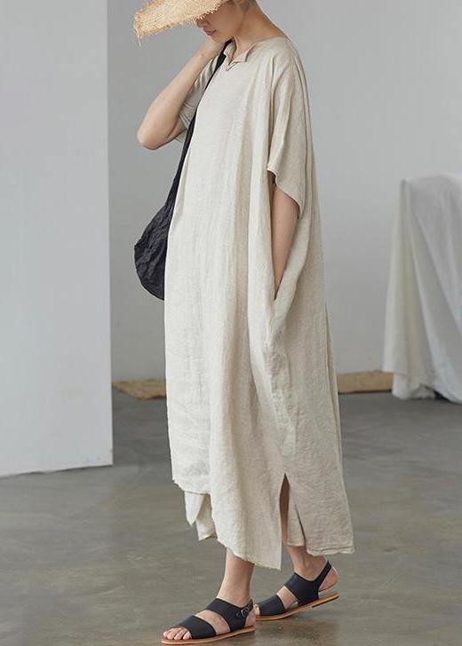 Organic linen Long Shirts Fashion Ultra-Loose Pure Color Graceful Linen Dress - SooLinen