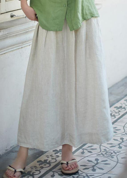 Organic linen skirt boutique Women Solid Casual Linen A-Line Skirt - SooLinen